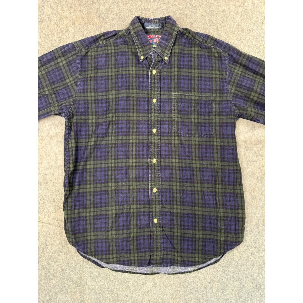 Ivy Crew Mens Corduroy Shirt Medium Black Watch Plaid Button Down Long Sleeve